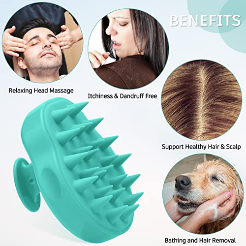 FReatech Masajeador Cuero Cabelludo [Mojado & Seco], Cepillo Pelo de Silicona para Champú y Masaje Cabeza, Limpieza Profunda y Cuidado, Exfoliación Suave y Estimula Crecimiento del Cabello, Verde