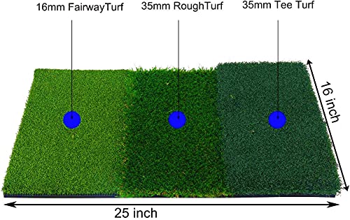 FreeTec 3 en 1 Alfombra de práctica de Golf Césped de práctica de Golf Césped Artificial (25 "x 16) Se puede utilizar en Patios Residenciales Interiores Exteriores