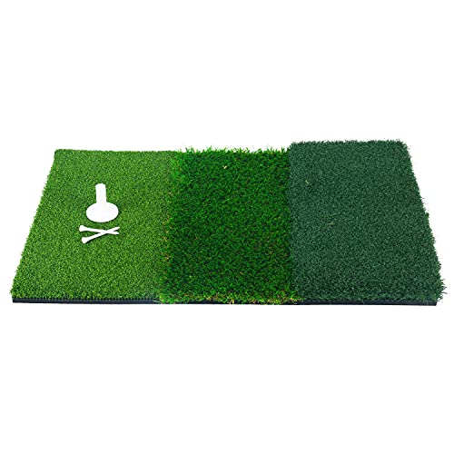 FreeTec 3 en 1 Alfombra de práctica de Golf Césped de práctica de Golf Césped Artificial (25 "x 16) Se puede utilizar en Patios Residenciales Interiores Exteriores