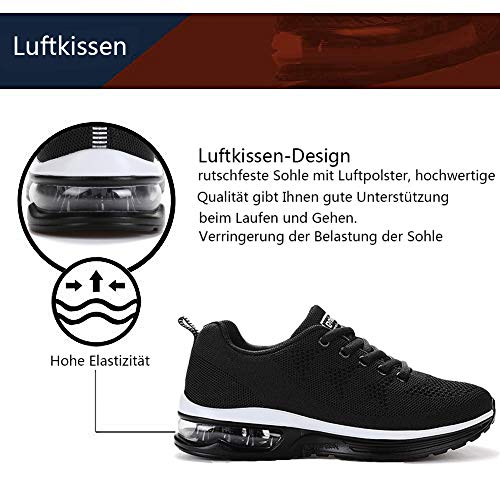 frysen Zapatillas de Deportes Hombre Mujer Zapatos Deportivos Aire Libre para Correr Calzado Sneakers Gimnasio Casual Unisexo Black 37