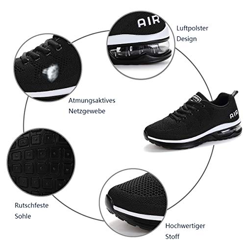 frysen Zapatillas de Deportes Hombre Mujer Zapatos Deportivos Aire Libre para Correr Calzado Sneakers Gimnasio Casual Unisexo Black 37