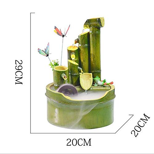 Fuente y Bomba de Agua de bambú Hechas a Mano, Fuente Artesanal de decoración de jardín Relájese en el jardín Diseño de Medio caño Fuente Exterior y Cascada, Resistente a la Fractura, Fuente de bambú