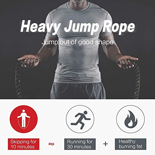 FuGuiB saltar la cuerda para adultos entrenamiento de la fuerza saltar la cuerda con pesas para el gimnasio la construcción de músculo resistencia, la entrega de guantes y bolsas(3M) (50mm,3.6kg)