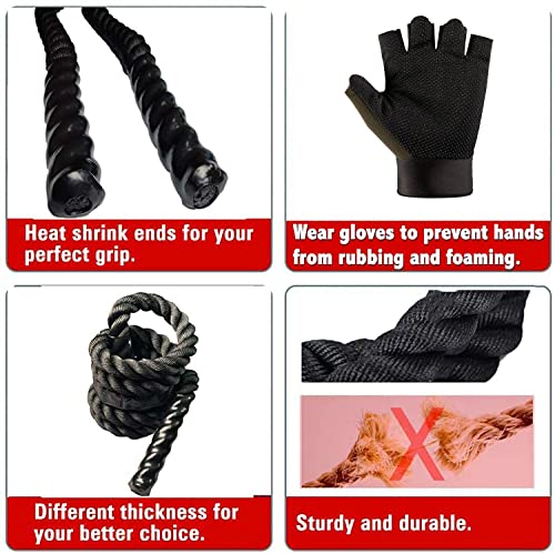 FuGuiB saltar la cuerda para adultos entrenamiento de la fuerza saltar la cuerda con pesas para el gimnasio la construcción de músculo resistencia, la entrega de guantes y bolsas(3M) (50mm,3.6kg)