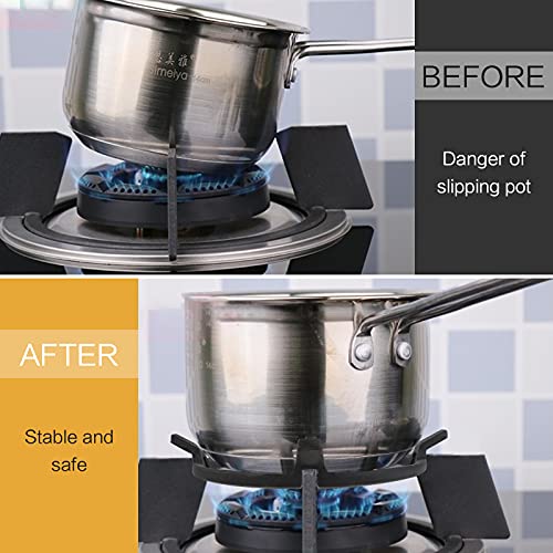 Fumanduo 1Pcs Soporte para Cocina de gas Soporte Universal de Hierro Fundido para Cocina de Gas con 4 Garras Accesorio Anillo Antideslizante para Placas de Gas Anillo de Soporte Wok (21CM, Negro)