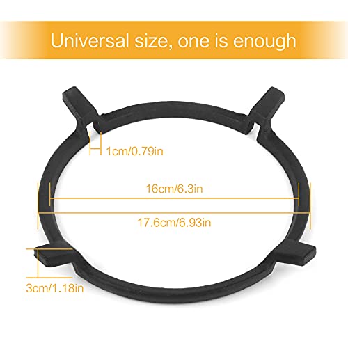 Fumanduo 1Pcs Soporte para Cocina de gas Soporte Universal de Hierro Fundido para Cocina de Gas con 4 Garras Accesorio Anillo Antideslizante para Placas de Gas Anillo de Soporte Wok (21CM, Negro)