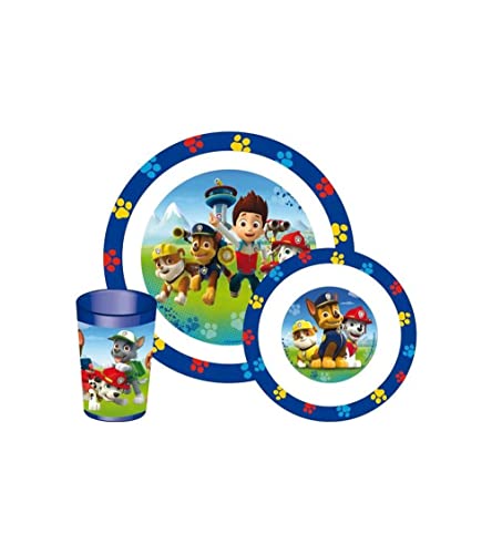 Fun House 005398 - Juego de utensilios de comida, para niños (La Patrulla Canina, 3 piezas, polipropileno, 26,5 x 7 x 25 cm, azul)