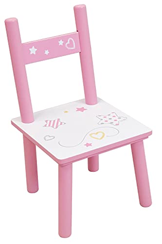 Fun House Unicornio Mesa Rectangular de 41,5 x 61 x 42 cm + 2 sillas de 49,5 x 31 x 31,5 cm para niños, MDF, Blanco Rosa, niño