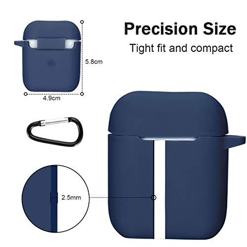 Funda AirPods Silicona Compatible con AirPods 2 & 1, KOKOKA Fundas Protectora de Silicona para AirPods [LED Frontal Visible][Funciona con Carga inalámbrica] con Correa Anti Pérdida-Azul Medianoche
