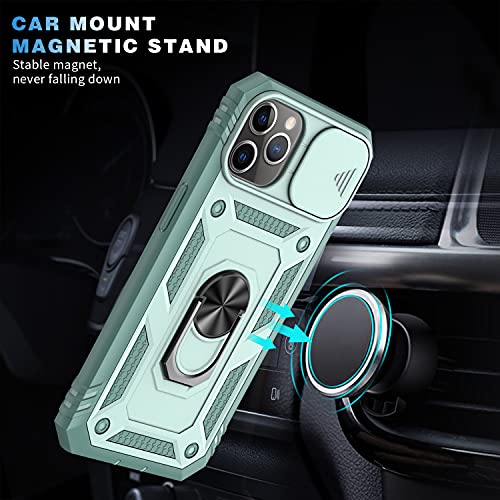 Funda Compatible con iPhone 11 Pro 5.8,Carcasa Cubierta de cámara Deslizante Proteger 360 Full Protección Anillo Soporte Bumper Case Cover,Verde