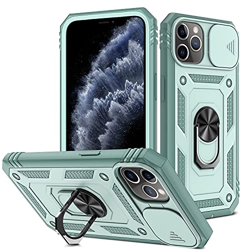 Funda Compatible con iPhone 11 Pro 5.8,Carcasa Cubierta de cámara Deslizante Proteger 360 Full Protección Anillo Soporte Bumper Case Cover,Verde