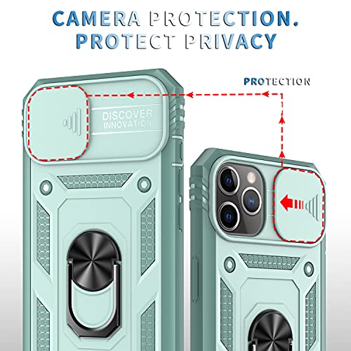 Funda Compatible con iPhone 11 Pro 5.8,Carcasa Cubierta de cámara Deslizante Proteger 360 Full Protección Anillo Soporte Bumper Case Cover,Verde
