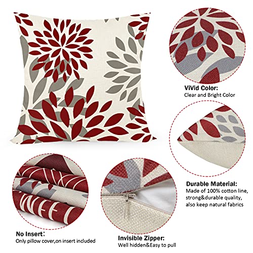 Funda de cojín de 45 x 45 cm, juego de 4 con Home Sweet Home, funda de cojín decorativa con cremallera oculta, cojín de sofá, cojín de sofá de Navidad (rojo)