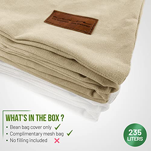 Funda de Puff Salon Moderno - Puf Gigante sin Relleno para Decoracion Habitacion - Puffs Infantiles, Cojines para Suelo Grandes - Bean Bag Blanco