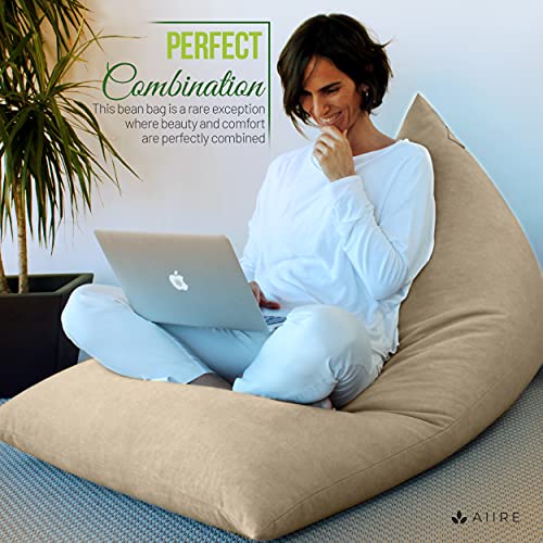 Funda de Puff Salon Moderno - Puf Gigante sin Relleno para Decoracion Habitacion - Puffs Infantiles, Cojines para Suelo Grandes - Bean Bag Blanco