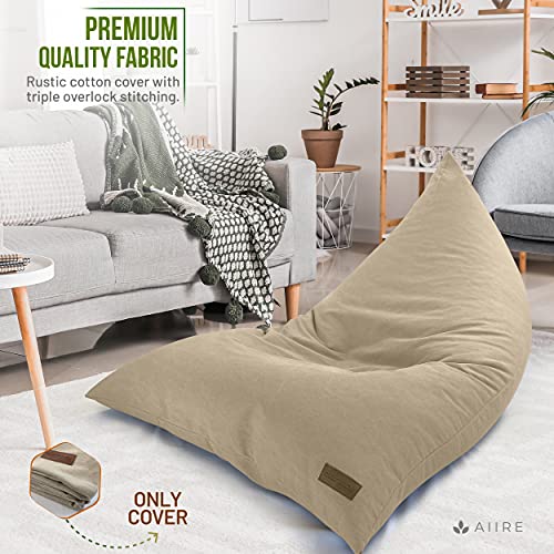 Funda de Puff Salon Moderno - Puf Gigante sin Relleno para Decoracion Habitacion - Puffs Infantiles, Cojines para Suelo Grandes - Bean Bag Blanco