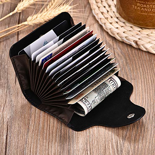 Funda de Tarjeta de CR¨¦dito, Titular de la Tarjeta de CR¨¦dito de Cuero Genuino Tarjeta de CR¨¦dito Cubierta Clip de Dinero, Tarjetero para Hombres y Mujeres, Negro