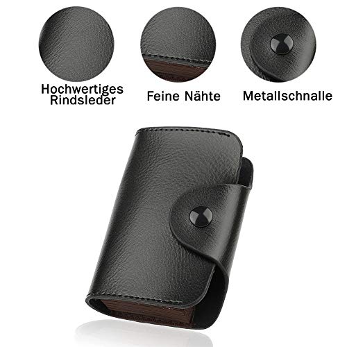 Funda de Tarjeta de CR¨¦dito, Titular de la Tarjeta de CR¨¦dito de Cuero Genuino Tarjeta de CR¨¦dito Cubierta Clip de Dinero, Tarjetero para Hombres y Mujeres, Negro