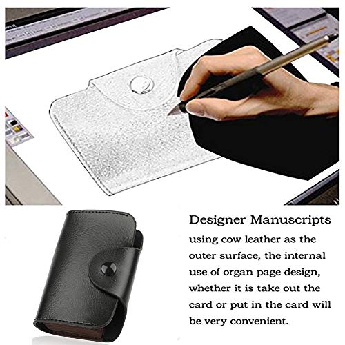 Funda de Tarjeta de CR¨¦dito, Titular de la Tarjeta de CR¨¦dito de Cuero Genuino Tarjeta de CR¨¦dito Cubierta Clip de Dinero, Tarjetero para Hombres y Mujeres, Negro