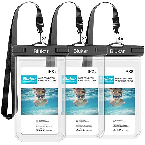 Funda Impermeable Móvil [6.5 inch*1+6 inch*2], Blukar 3 Unidades IPX8 Bolsa Impermeable Móvil Teléfono Universal Funda Sumergible Móvil para Phone XS MAX/XS/8 Plus, Huawei, Galaxy S10/S9, Sony etc.