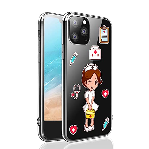 Funda iPhone 12 Pro MAX Enfermera Gel TPU | Funda para iPhone 12 Pro MAX Pro Axuliar Enfermeria Transparente | Funda Enfermera Transparente Grosor 2mm Silicona Proteccion de Camara para