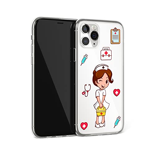 Funda iPhone 12 Pro MAX Enfermera Gel TPU | Funda para iPhone 12 Pro MAX Pro Axuliar Enfermeria Transparente | Funda Enfermera Transparente Grosor 2mm Silicona Proteccion de Camara para