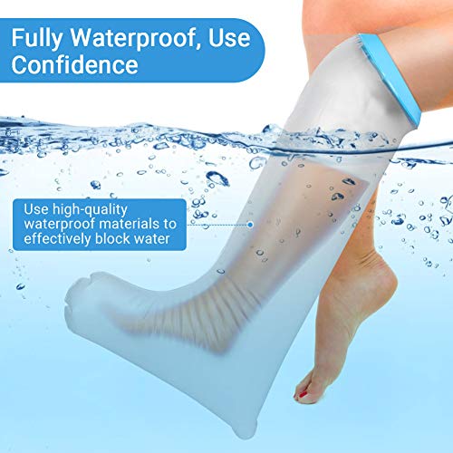 Funda para pies de hierro fundido DOACT para ducha, protector impermeable de hierro fundido para mantener secos los vendajes, fundas de manga para adultos para dedos, talones, tobillos y piernas(66cm)