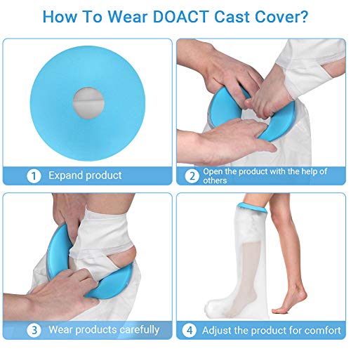 Funda para pies de hierro fundido DOACT para ducha, protector impermeable de hierro fundido para mantener secos los vendajes, fundas de manga para adultos para dedos, talones, tobillos y piernas(66cm)