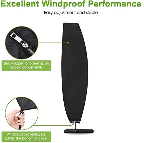 Funda para Sombrilla Jardín, Funda para Parasol, Funda Protectora de Sombrilla, 420D Tela Oxford, Equipado con Varilla Telescópica, Impermeable, Antipolvo, Anti-UV (265 x 70 x 40/50cm)