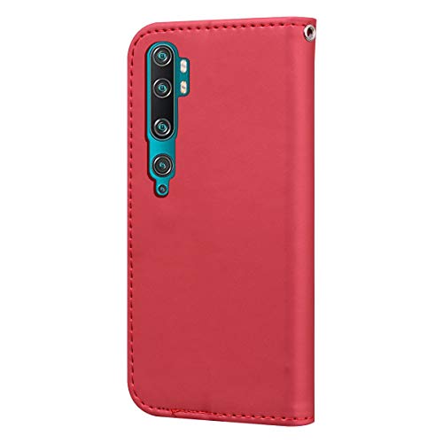 Funda para Xiaomi Redmi Note 10 4G / Note 10 Pro Carcasa con Tapa Cuero PU Flip Case Móvil Cartera Magnético Cover con Función de Soporte para Xiaomi Redmi Note 10 4G / Note 10 Pro, Rojo