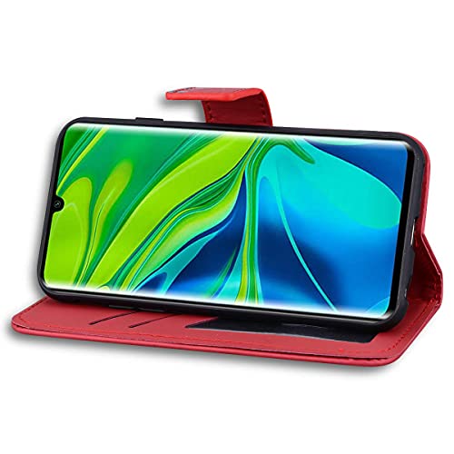 Funda para Xiaomi Redmi Note 10 4G / Note 10 Pro Carcasa con Tapa Cuero PU Flip Case Móvil Cartera Magnético Cover con Función de Soporte para Xiaomi Redmi Note 10 4G / Note 10 Pro, Rojo