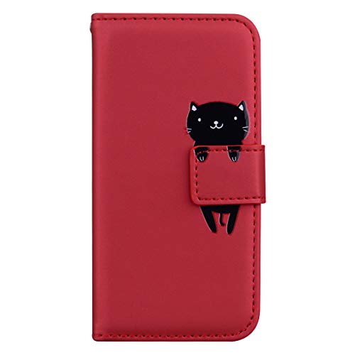Funda para Xiaomi Redmi Note 10 4G / Note 10 Pro Carcasa con Tapa Cuero PU Flip Case Móvil Cartera Magnético Cover con Función de Soporte para Xiaomi Redmi Note 10 4G / Note 10 Pro, Rojo