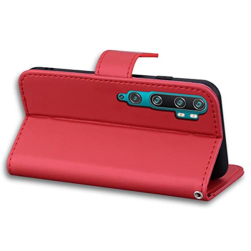 Funda para Xiaomi Redmi Note 10 4G / Note 10 Pro Carcasa con Tapa Cuero PU Flip Case Móvil Cartera Magnético Cover con Función de Soporte para Xiaomi Redmi Note 10 4G / Note 10 Pro, Rojo