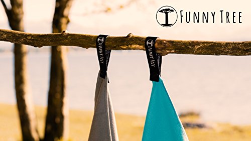 Funny Tree® Toalla de Viaje de Microfibra XXL 100x200 cm (Gris Oscuro), Ultra Ligera, de Secado rápido I Toalla de Fitness Grande Ideal para Sauna Yoga Natación Bienestar Caminata Mochila Viaje Playa