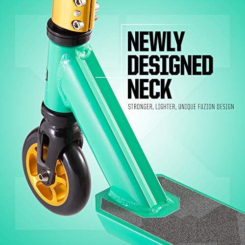 Fuzion X-5 Pro Scooters - Scooter de Truco - Scooter para Principiantes para niños de 8 años en adelante, Calidad Freestyle Kick Scooter para niños y niñas (Verde Azulado)