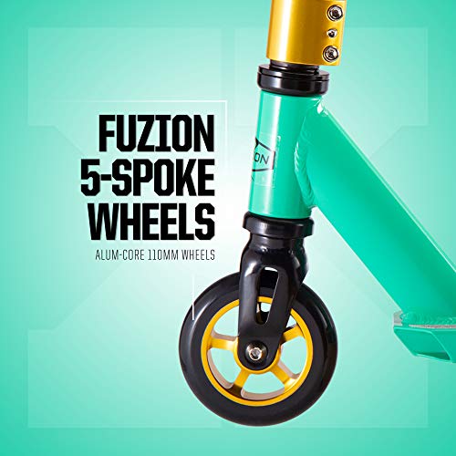 Fuzion X-5 Pro Scooters - Scooter de Truco - Scooter para Principiantes para niños de 8 años en adelante, Calidad Freestyle Kick Scooter para niños y niñas (Verde Azulado)