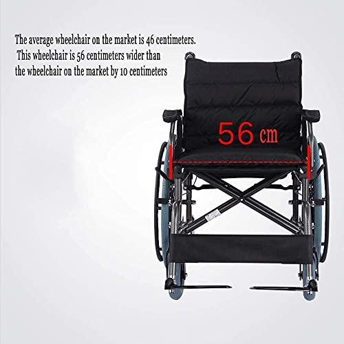 FYHH-JZHY Silla De Ruedas Liviana Portátil Plegable Ligero Portátil con 56Cm De Ancho Asiento Obeso Anciano Discapacitado Caminante Autopropulsado Vida Interesante