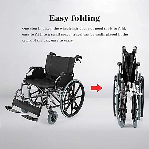 FYHH-JZHY Silla De Ruedas Liviana Portátil Plegable Ligero Portátil con 56Cm De Ancho Asiento Obeso Anciano Discapacitado Caminante Autopropulsado Vida Interesante