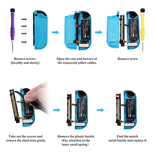 FYOUNG [Nueva versión] Pestillos de repuesto para Nintendo Switch Joy-Con, kit de herramientas de reparación de hebillas de bloqueo para interruptor Joy-Cons con destornilladores y pinzas