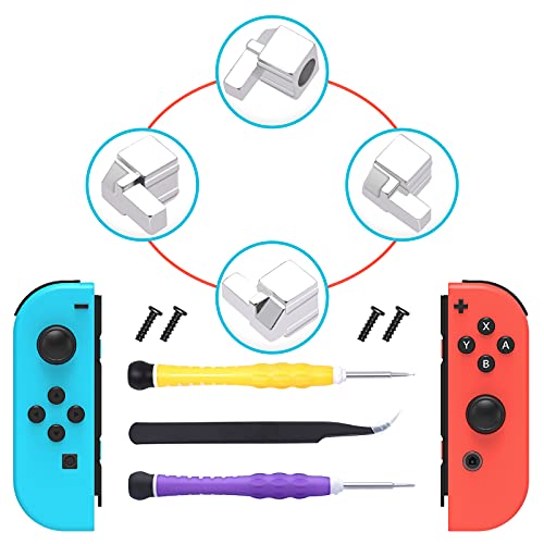 FYOUNG [Nueva versión] Pestillos de repuesto para Nintendo Switch Joy-Con, kit de herramientas de reparación de hebillas de bloqueo para interruptor Joy-Cons con destornilladores y pinzas