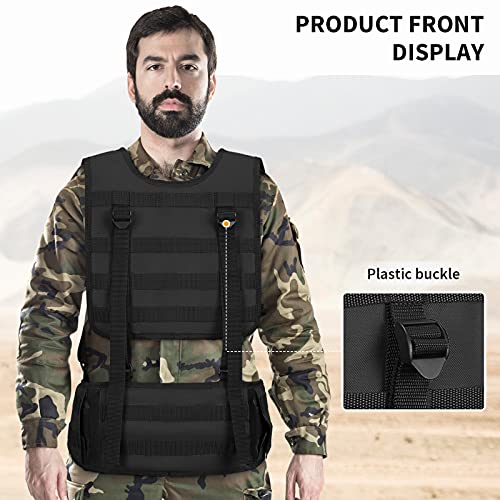 G-raphy Cinturón de Batalla Acolchado Táctico Airsoft con Tirantes Desmontables, Chalecos Tácticos con Almohadillas Cómodas y Arnés Extraíble para Entrenamiento al Aire Libre (Negro)