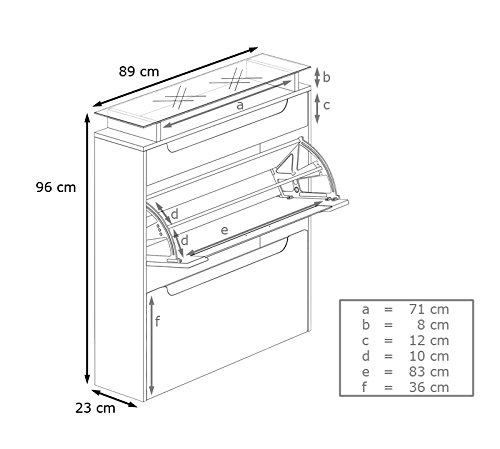 Gabinete de Zapatos Colgante Annie, Cuerpo en Blanco Mate/Frente en Negro de Alto Brillo con molduras en Blanco de Alto Brillo