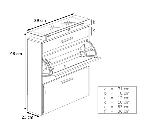 Gabinete para Zapatos Colgante Malea, Cuerpo en Blanco Mate/Frente en Negro de Alto Brillo