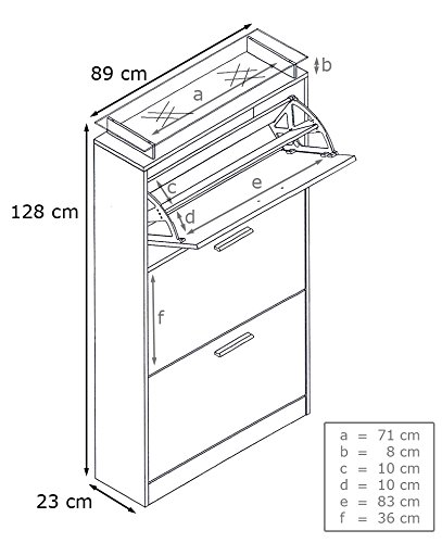 Gabinete para Zapatos Loret, Cuerpo en Blanco Mate/Frente en Blanco de Alto Brillo