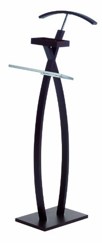 Galán de Noche, Colgador de Pie para Habitacion o Dormitorio, Modelo 23136, Acabado en Madera Color Wengue, Medidas: 45 cm (Ancho) x 114 cm (Alto) x 34 cm (Fondo)