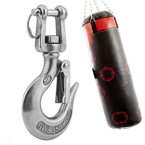 Gancho de ojo giratorio, Fydun gancho de elevación de horquilla Gancho de acero inoxidable 304 Gancho de seguridad de cadena de elevación de horquilla giratoria 350 kg Límite carga de trabajo(110mm)