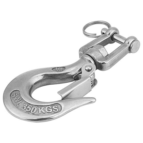 Gancho de ojo giratorio, Fydun gancho de elevación de horquilla Gancho de acero inoxidable 304 Gancho de seguridad de cadena de elevación de horquilla giratoria 350 kg Límite carga de trabajo(110mm)