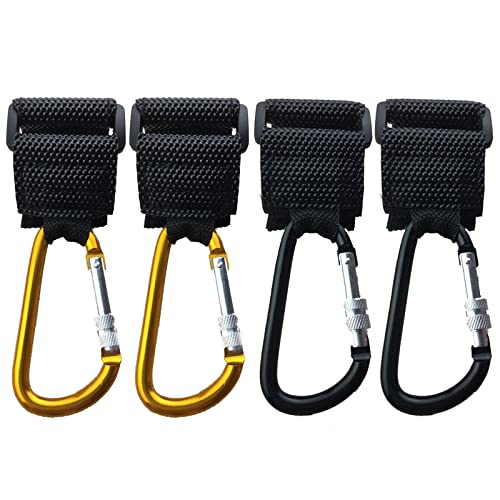Gancho Para Cochecito Pinzas para Cochecito de Bebe Ganchos Carrito Bebé Universal 4 Piezas Gancho Paseo Carrito Bebé Silla de Paseo Engancha Para Cambiar Pañales y Bolsa de Compras, Negro