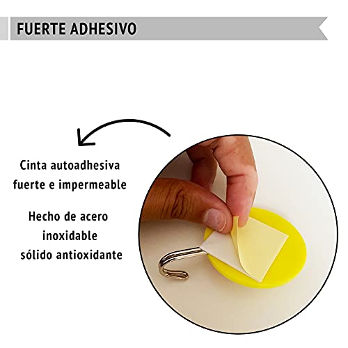 Ganchos Adhesivos Pared decorativos, 6 colgadores infantiles, resistentes de acero inoxidable, accesorios de baño sin taladro ni clavos, Facil instalacion. Fuerte agarre para colgar-Caras Emoticonos