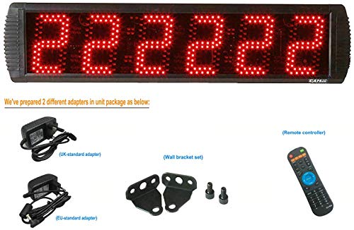 GANXIN Reloj portátil de 5 pulgadas de alto carácter 6 dígitos LED de carrera con trípode para eventos de ejecución, temporizador digital de cuenta regresiva/arriba, por control remoto